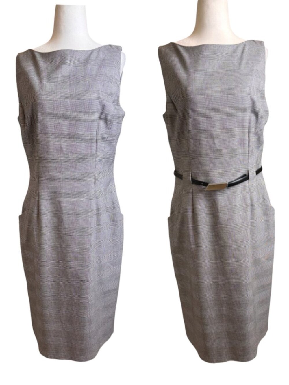 NWOT Lauren Ralph Lauren Gray Glen Plaid Belted Sheath Dress 10